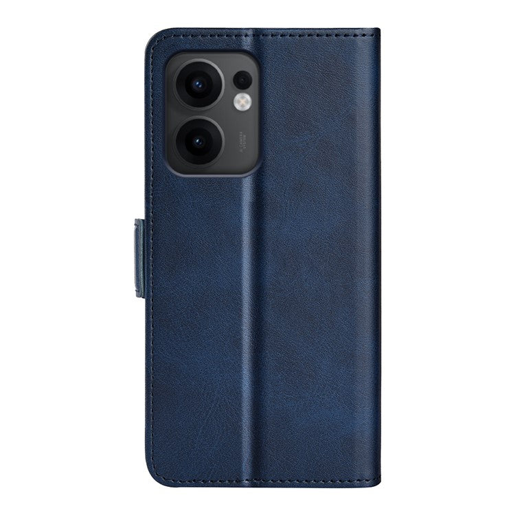 For Oppo Reno13 F 5G Stand Case Calf Texture Leather Wallet Phone Cover - Blue