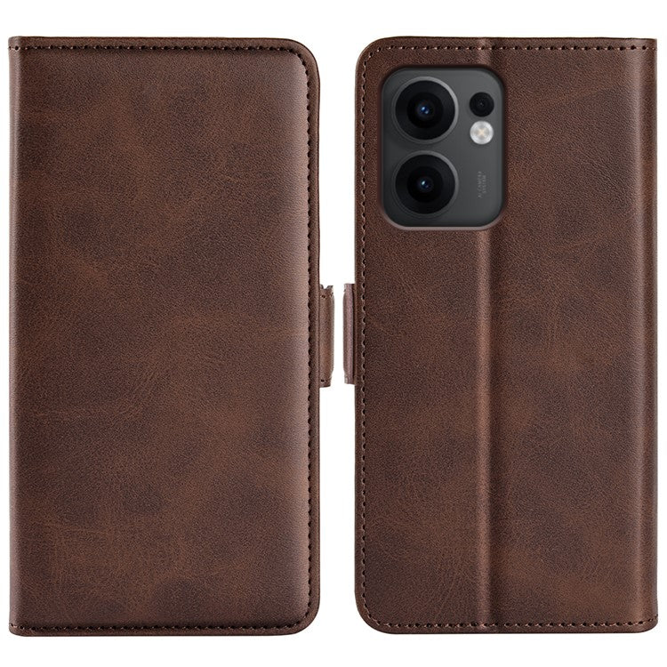For Oppo Reno13 F 5G Stand Case Calf Texture Leather Wallet Phone Cover - Brown