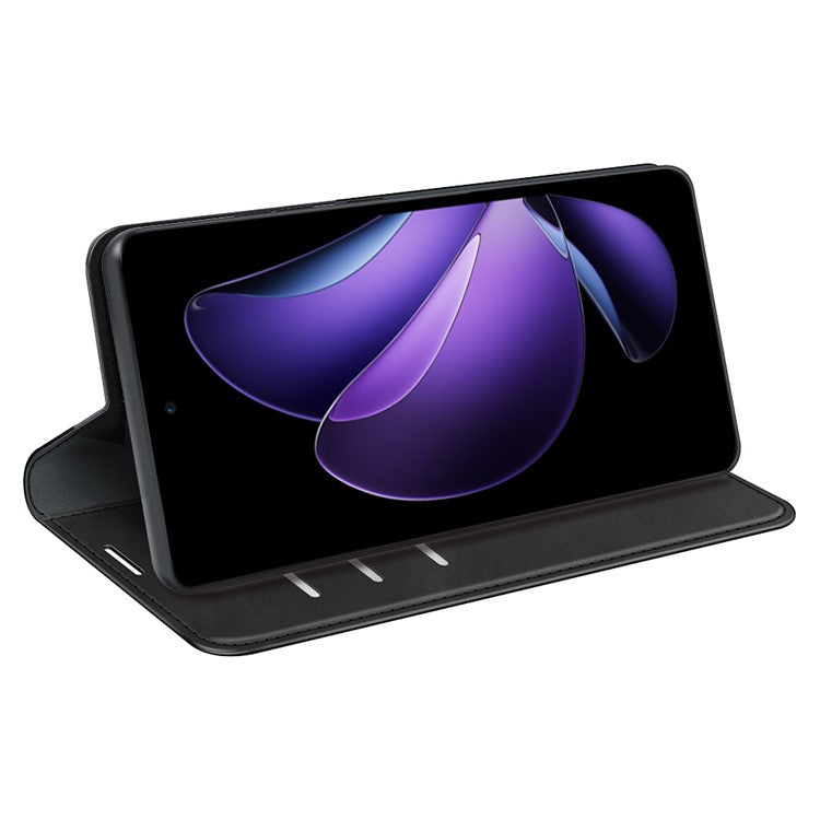 For Oppo Reno13 F 5G Case Skin Touch Leather Wallet Phone Cover - Black