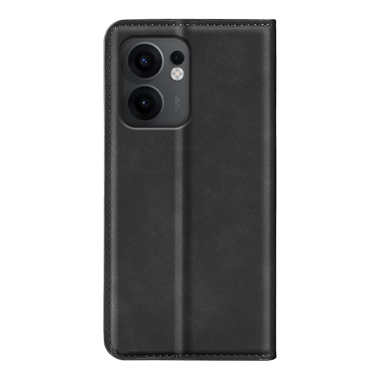 For Oppo Reno13 F 5G Case Skin Touch Leather Wallet Phone Cover - Black