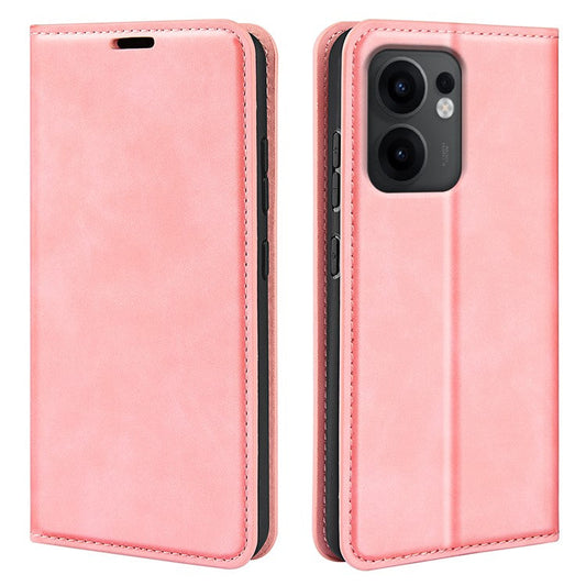 For Oppo Reno13 F 5G Case Skin Touch Leather Wallet Phone Cover - Pink