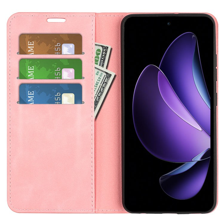 For Oppo Reno13 F 5G Case Skin Touch Leather Wallet Phone Cover - Pink