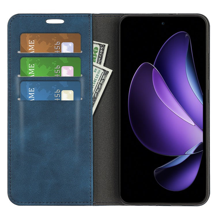 For Oppo Reno13 F 5G Case Skin Touch Leather Wallet Phone Cover - Blue