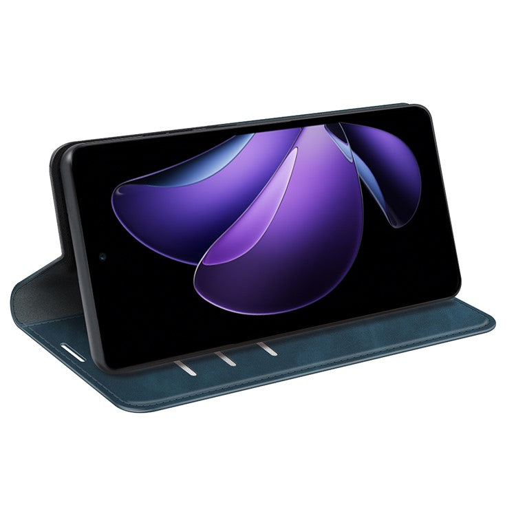 For Oppo Reno13 F 5G Case Skin Touch Leather Wallet Phone Cover - Blue