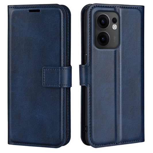 For Oppo Reno13 F 5G Stand Case Anti-Scratch Calf Texture Leather Phone Cover - Blue