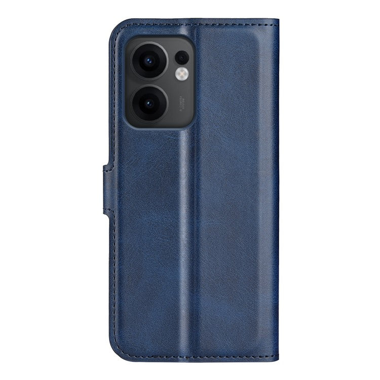 For Oppo Reno13 F 5G Stand Case Anti-Scratch Calf Texture Leather Phone Cover - Blue