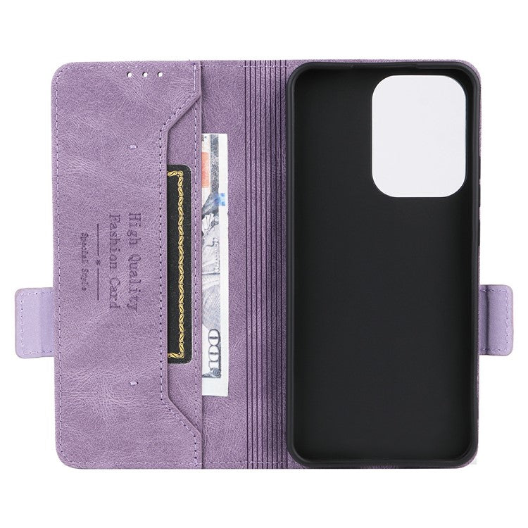 For Oppo Reno13 Pro 5G Case Leather Wallet Flip Phone Cover with Hardware Decor - Purple