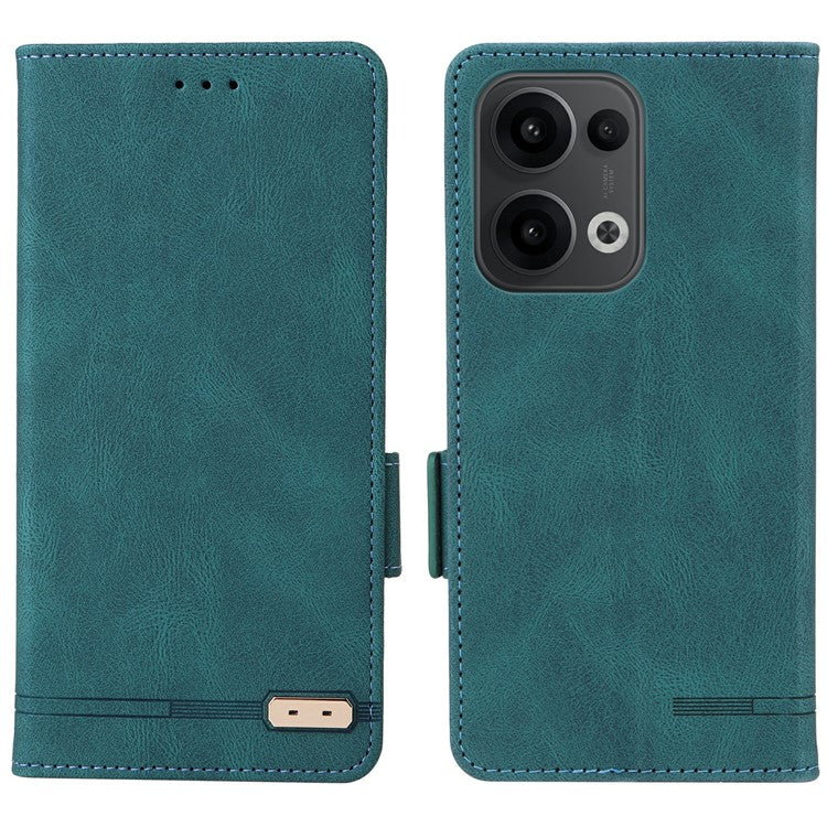 For Oppo Reno13 Pro 5G Case Leather Wallet Flip Phone Cover with Hardware Decor - Blue