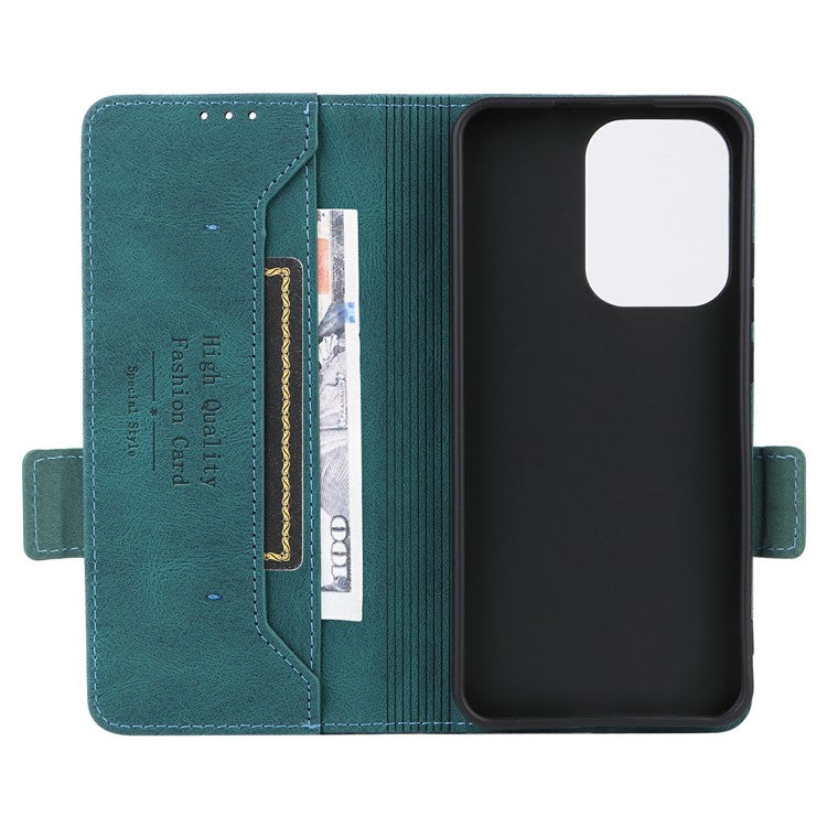 For Oppo Reno13 Pro 5G Case Leather Wallet Flip Phone Cover with Hardware Decor - Blue