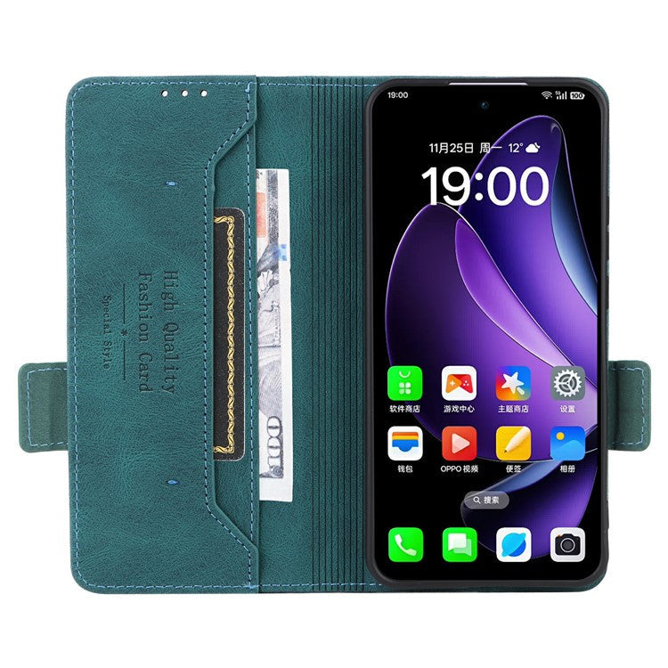 For Oppo Reno13 Pro 5G Case Leather Wallet Flip Phone Cover with Hardware Decor - Blue