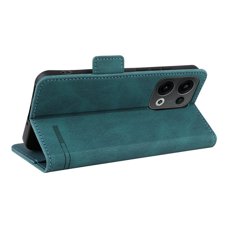 For Oppo Reno13 Pro 5G Case Leather Wallet Flip Phone Cover with Hardware Decor - Blue