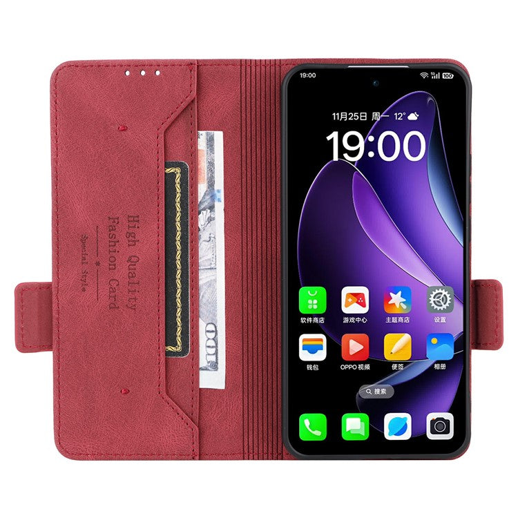 For Oppo Reno13 Pro 5G Case Leather Wallet Flip Phone Cover with Hardware Decor - Rose