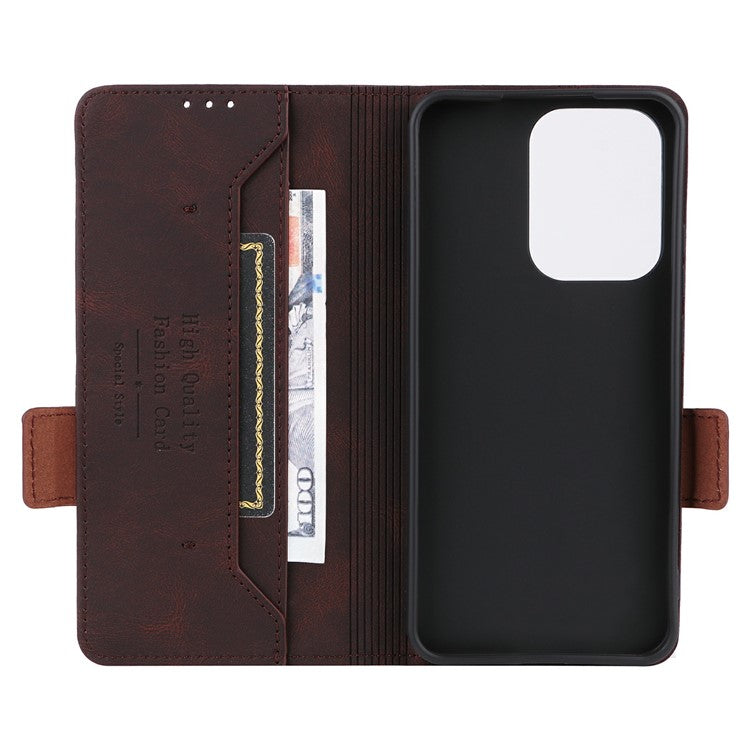 For Oppo Reno13 Pro 5G Case Leather Wallet Flip Phone Cover with Hardware Decor - Coffee