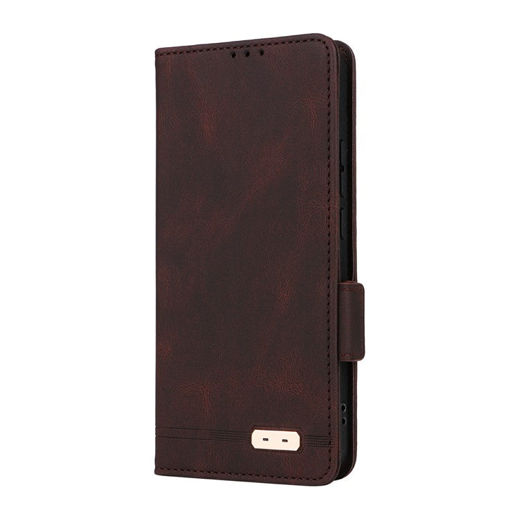 For Oppo Reno13 Pro 5G Case Leather Wallet Flip Phone Cover with Hardware Decor - Coffee