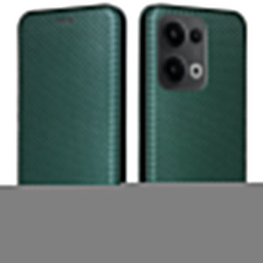For Oppo Reno13 5G (Global) Case Carbon Fiber Texture Drop-Proof PU Leather Phone Cover - Green