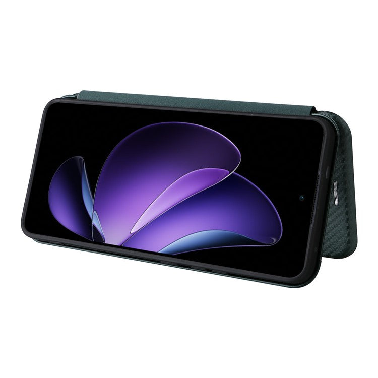 For Oppo Reno13 F 5G Case Carbon Fiber Texture Drop-Proof PU Leather Phone Cover - Green