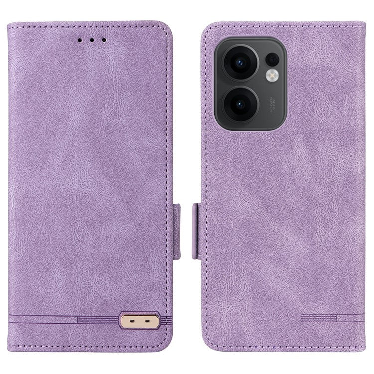 For Oppo Reno13 F 5G Case Leather Wallet Flip Phone Cover with Hardware Decor - Purple
