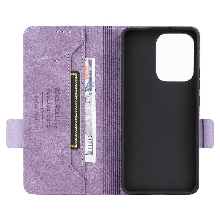 For Oppo Reno13 F 5G Case Leather Wallet Flip Phone Cover with Hardware Decor - Purple