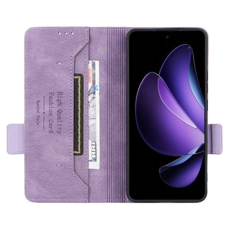 For Oppo Reno13 F 5G Case Leather Wallet Flip Phone Cover with Hardware Decor - Purple