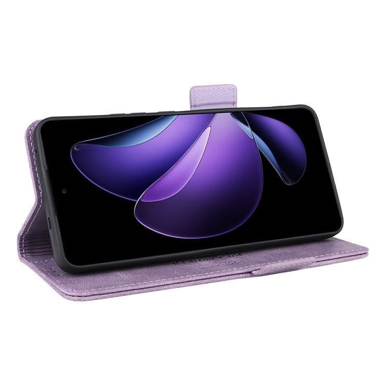 For Oppo Reno13 F 5G Case Leather Wallet Flip Phone Cover with Hardware Decor - Purple