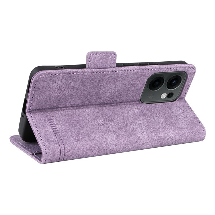For Oppo Reno13 F 5G Case Leather Wallet Flip Phone Cover with Hardware Decor - Purple