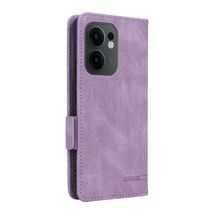 For Oppo Reno13 F 5G Case Leather Wallet Flip Phone Cover with Hardware Decor - Purple
