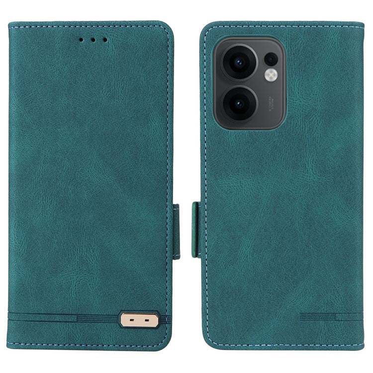 For Oppo Reno13 F 5G Case Leather Wallet Flip Phone Cover with Hardware Decor - Blue