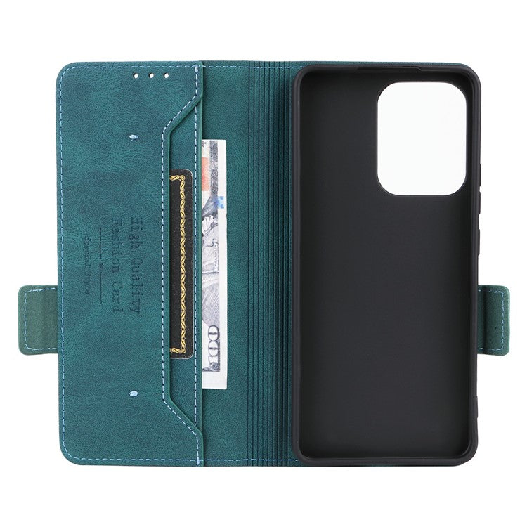For Oppo Reno13 F 5G Case Leather Wallet Flip Phone Cover with Hardware Decor - Blue