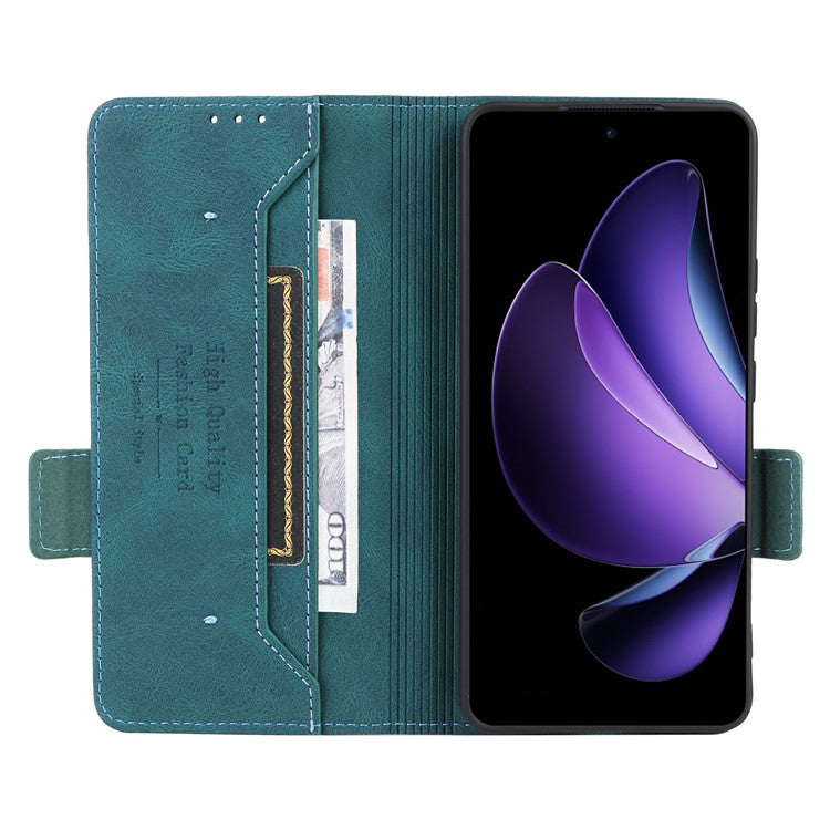 For Oppo Reno13 F 5G Case Leather Wallet Flip Phone Cover with Hardware Decor - Blue