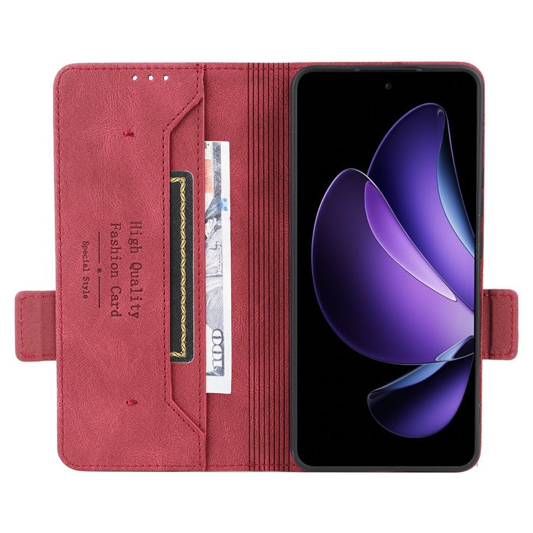 For Oppo Reno13 F 5G Case Leather Wallet Flip Phone Cover with Hardware Decor - Rose