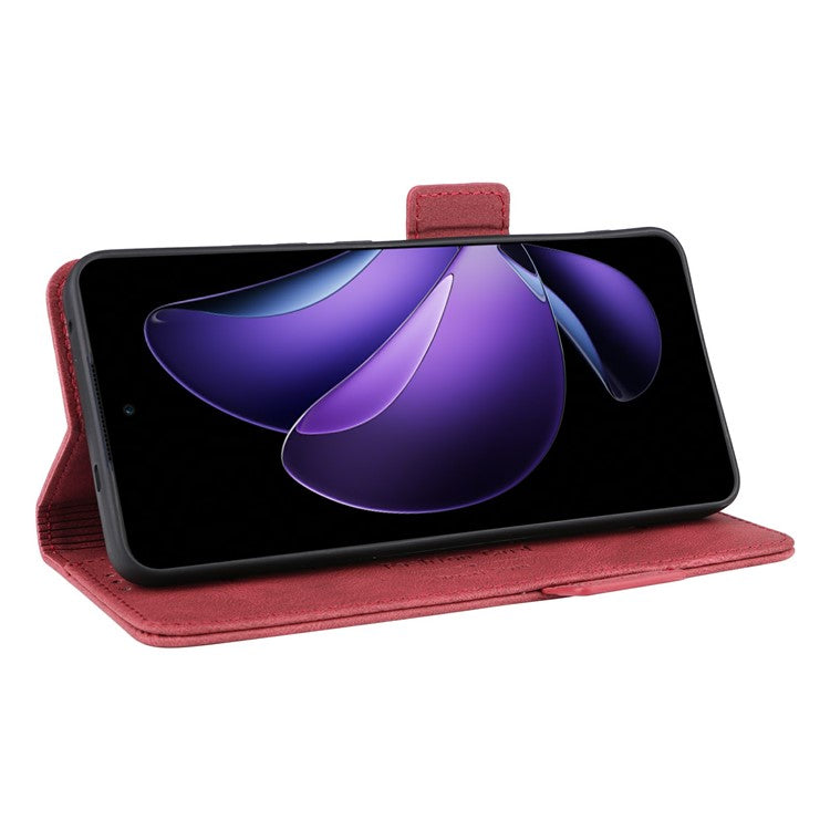 For Oppo Reno13 F 5G Case Leather Wallet Flip Phone Cover with Hardware Decor - Rose