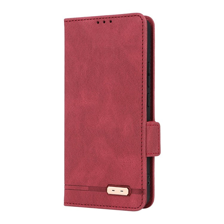 For Oppo Reno13 F 5G Case Leather Wallet Flip Phone Cover with Hardware Decor - Rose