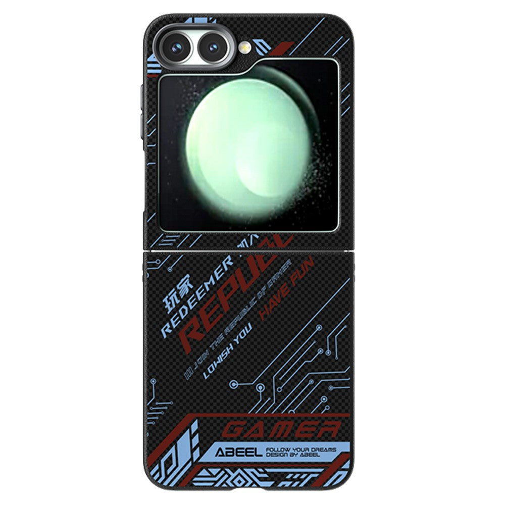 ABEEL For Samsung Galaxy Z Flip7 FE 5G / Z Flip6 5G Case Compatible with MagSafe Printed PC TPU Aluminum Alloy Leather Phone Cover - Outstanding No. 4