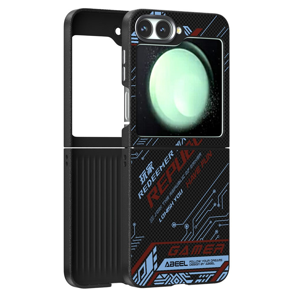 ABEEL For Samsung Galaxy Z Flip7 FE 5G / Z Flip6 5G Case Compatible with MagSafe Printed PC TPU Aluminum Alloy Leather Phone Cover - Outstanding No. 4