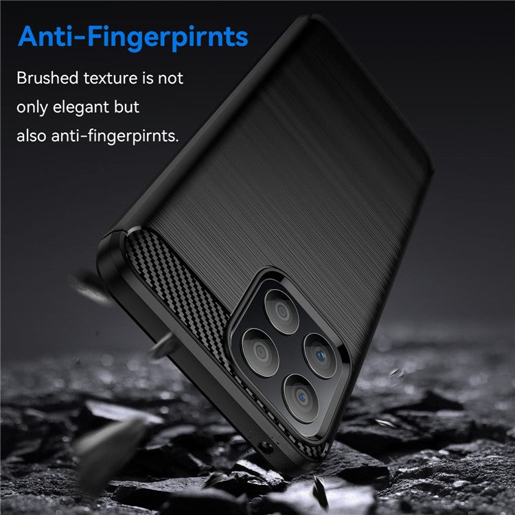 TPU Phone Case for Honor X30i Anti-Fall Shockproof Case Carbon Fiber Texture Brushed Phone Cover - Black