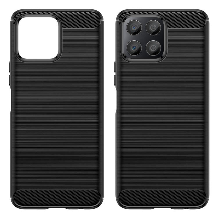TPU Phone Case for Honor X30i Anti-Fall Shockproof Case Carbon Fiber Texture Brushed Phone Cover - Black