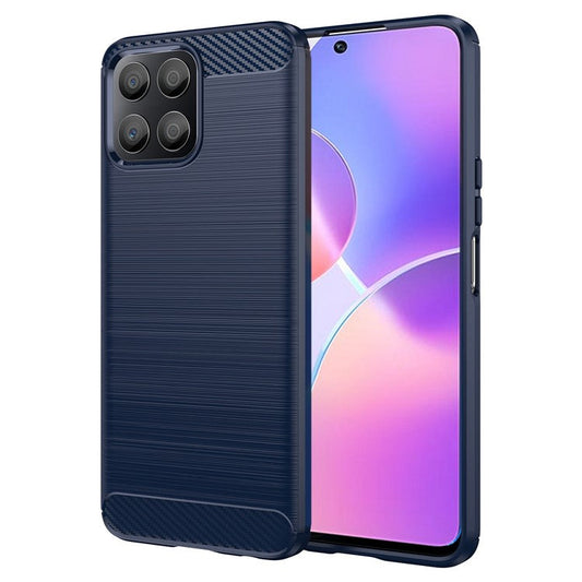TPU Phone Case for Honor X30i Anti-Fall Shockproof Case Carbon Fiber Texture Brushed Phone Cover - Blue