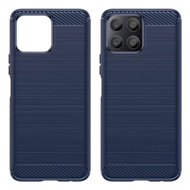 TPU Phone Case for Honor X30i Anti-Fall Shockproof Case Carbon Fiber Texture Brushed Phone Cover - Blue