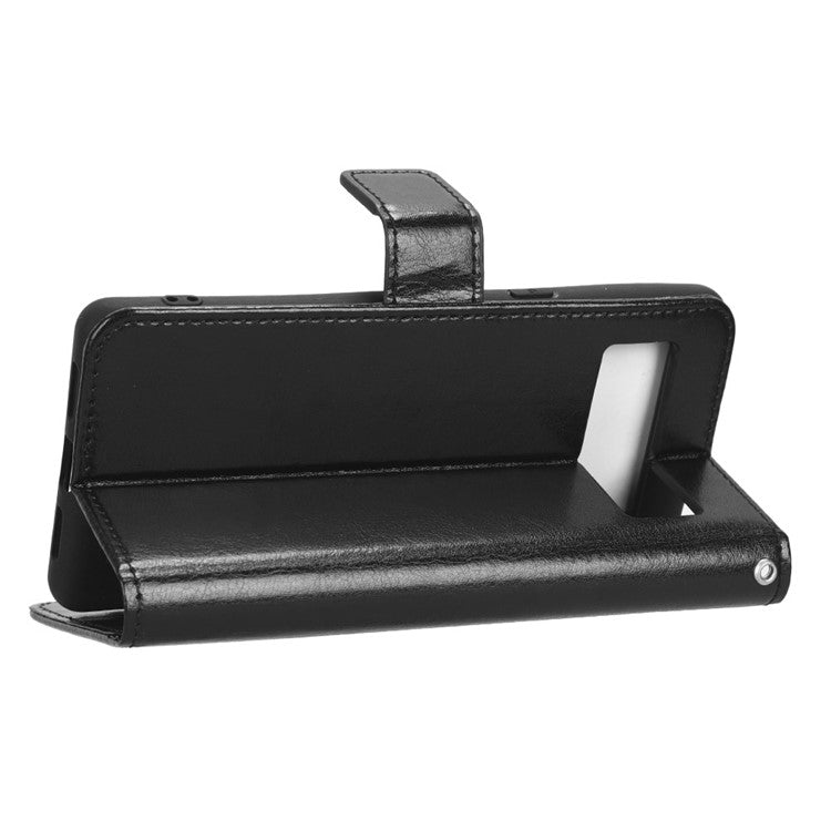 For Google Pixel 7 5G Magnetic Clasp Protective Phone Case Foldable Stand Crazy Horse Texture PU Leather Wallet Cover - Black