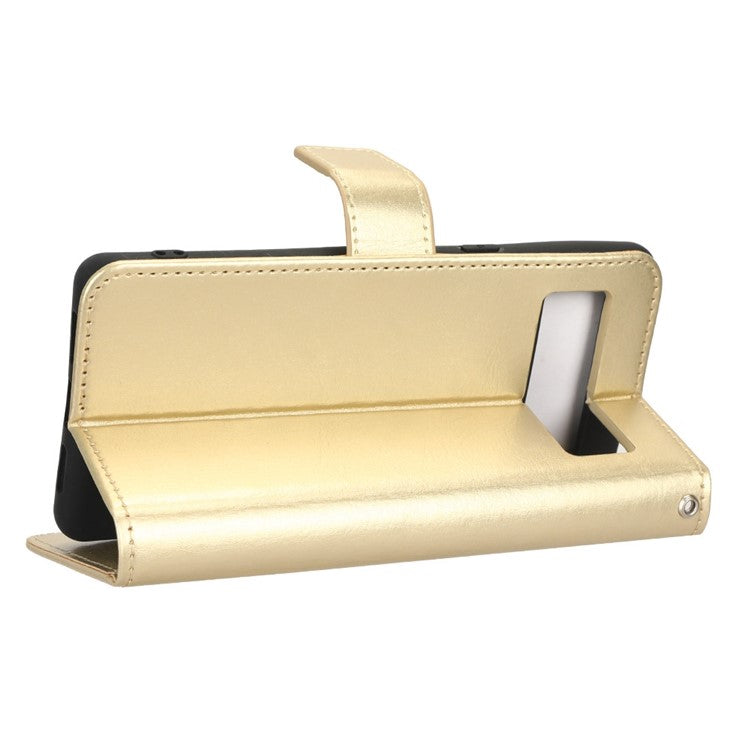 For Google Pixel 7 5G Magnetic Clasp Protective Phone Case Foldable Stand Crazy Horse Texture PU Leather Wallet Cover - Gold