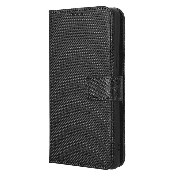For Google Pixel 7 5G Anti-wear Phone Case Diamond Texture PU Leather Cellphone Flip Wallet Cover with Stand - Black
