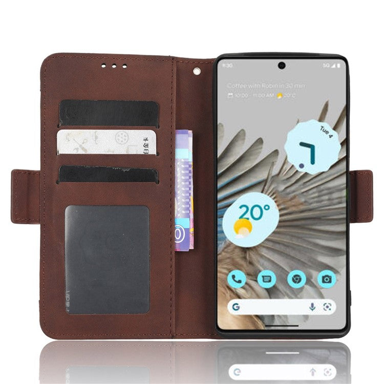 Shockproof Phone Cover For Google Pixel 7 5G, PU Leather Wallet Case Dual Magnetic Clasp Phone Shell with Stand Card Holder - Brown