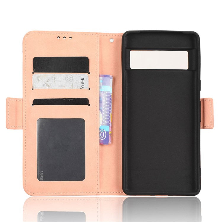 Shockproof Phone Cover For Google Pixel 7 5G, PU Leather Wallet Case Dual Magnetic Clasp Phone Shell with Stand Card Holder - Pink
