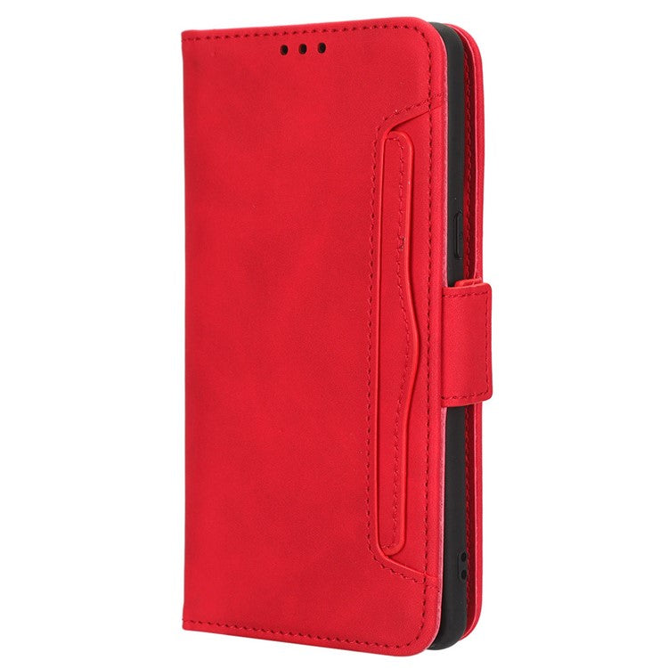 Shockproof Phone Cover For Google Pixel 7 5G, PU Leather Wallet Case Dual Magnetic Clasp Phone Shell with Stand Card Holder - Red
