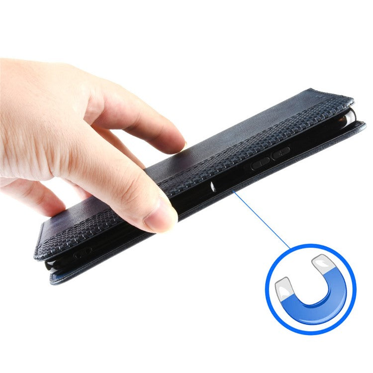 Cell Phone Cover For Google Pixel 7 5G, Wallet Case Magnetic Auto Closing PU Leather Retro Imprint Pattern Anti-Srcratch Phone Shell with Stand - Blue