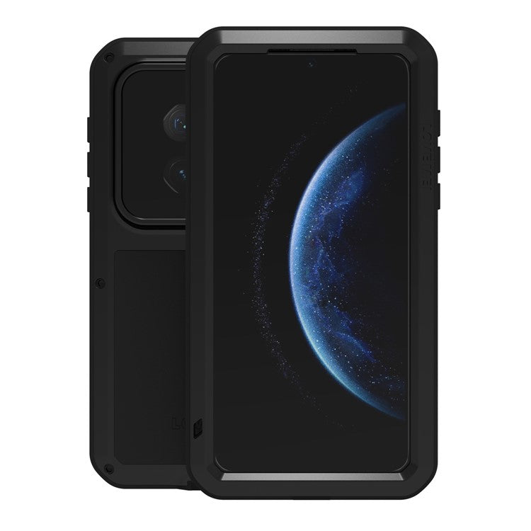 LOVE MEI For Huawei Mate 70 Pro / Mate 70 Pro+ Case Tempered Glass Screen Protector Metal + Silicone Phone Cover - Black
