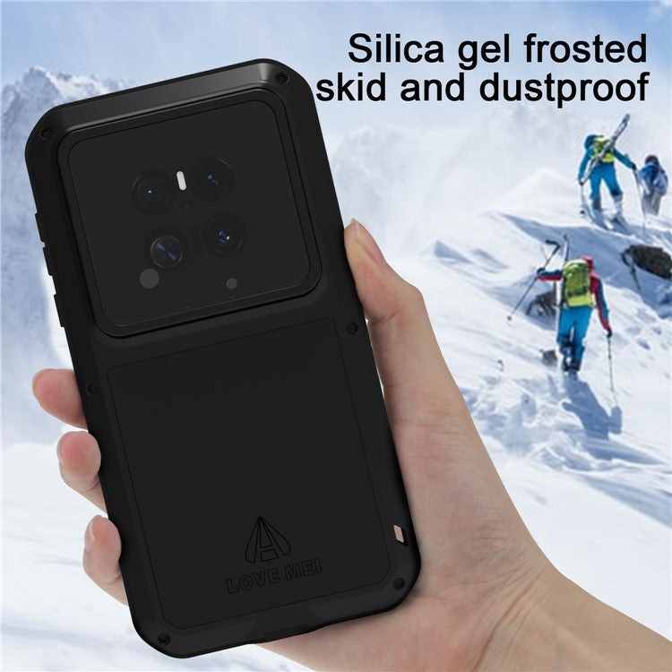 LOVE MEI For Huawei Mate 70 Pro / Mate 70 Pro+ Case Tempered Glass Screen Protector Metal + Silicone Phone Cover - Black