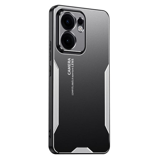 For Oppo Reno13 F 4G Phone Case Aluminium Alloy TPU PC Back Cover - Silver