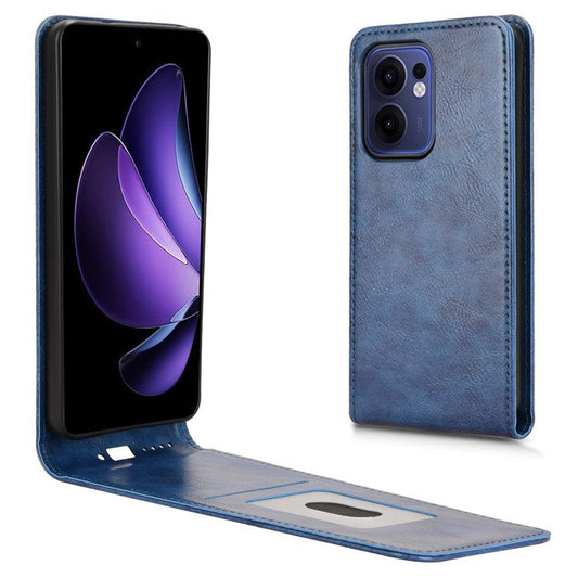 For Oppo Reno13 F 5G Case with Card Slot Magnetic Vertical Flip Leather Phone Cover - Dark Blue
