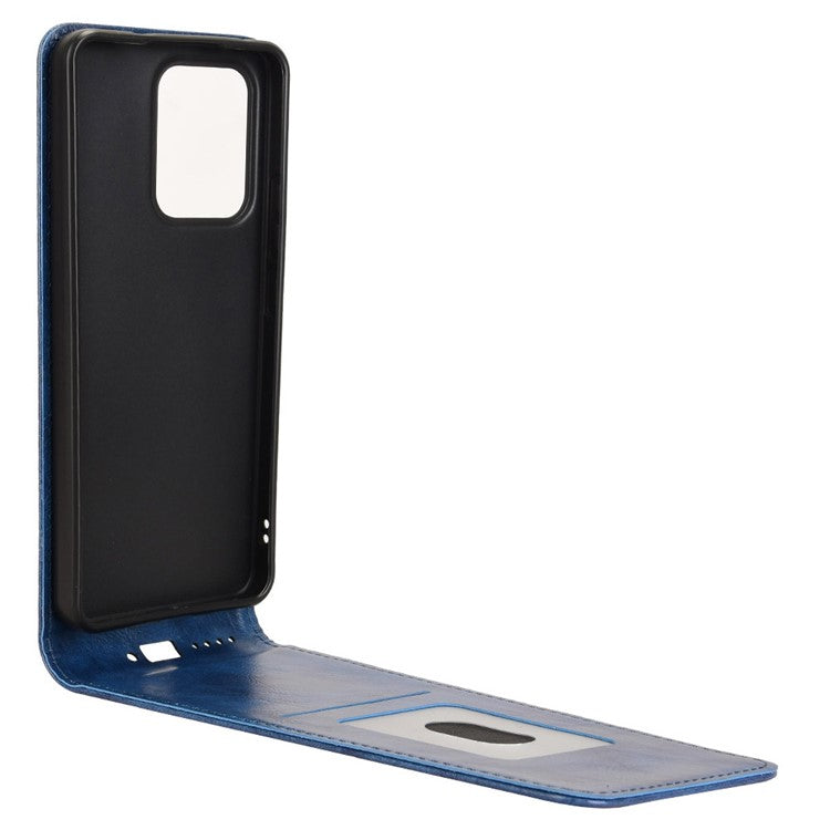 For Oppo Reno13 F 5G Case with Card Slot Magnetic Vertical Flip Leather Phone Cover - Dark Blue